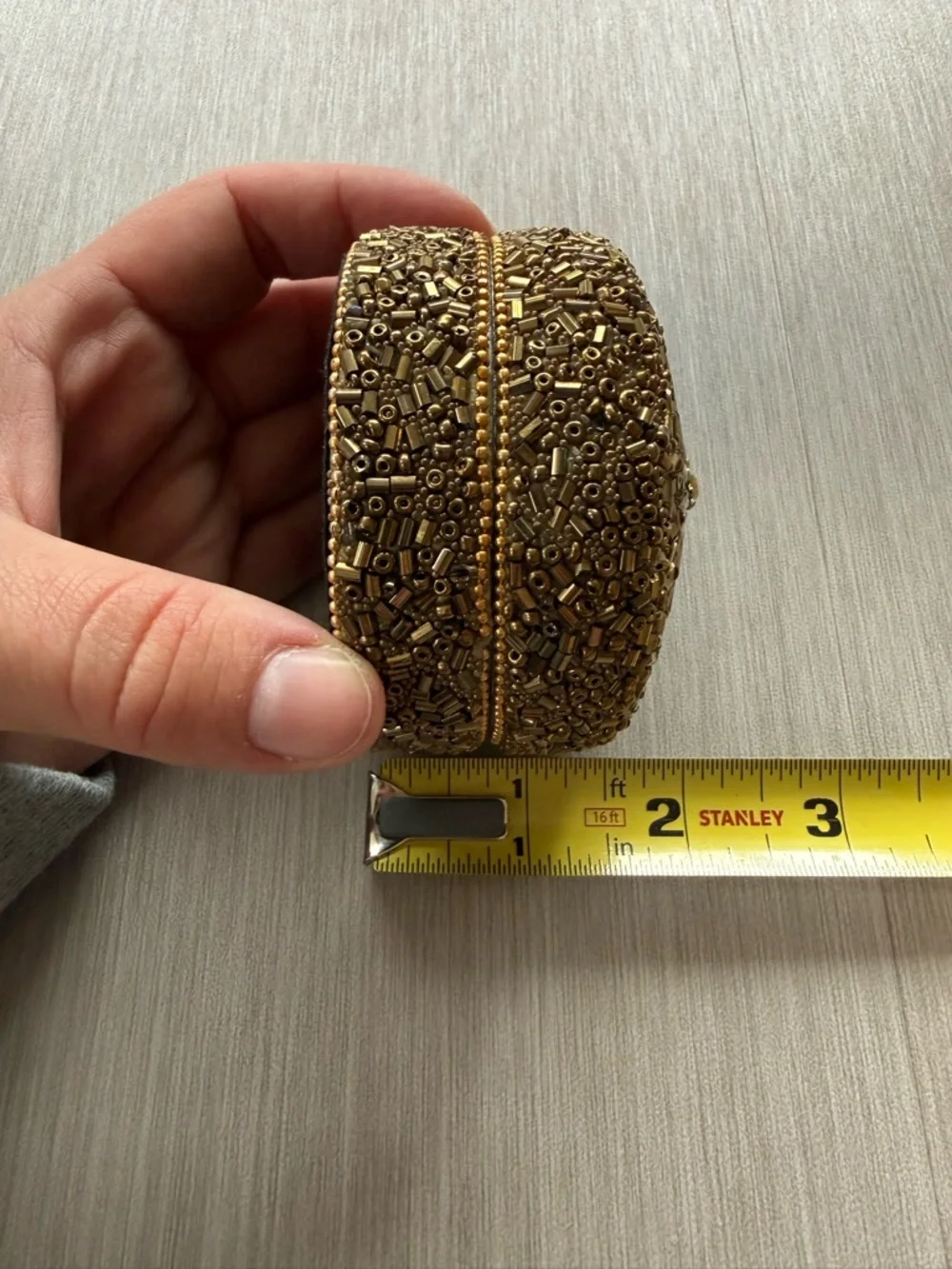 Gold Beaded Decorative trinket jar